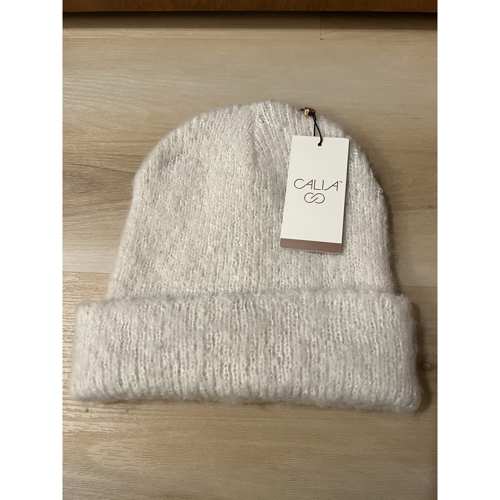 NWT Calia Luxe Beanie Hat Women's One Size Ivory Soft Knit Winter OSFM Polyester
